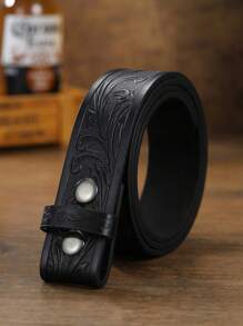 1pc Men's Embossed Button Buckle PU Belt, Vintage Casual Waistband, Can Be Paired With Plate Buckle Summer, School Fall, Autumn, Halloween Autumn-Winter Accessories,Suitable For Teens, Youth,Men,Casual, Outdoor, Athletic, Vacation, Graduation Gifts, Birthday, Daily Wear - A - View 11