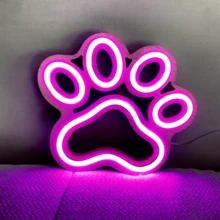 1入組超亮度狗爪紋路藍色霓虹燈牆裝飾燈,尺寸9.44x8.66x0.7英寸(24x22x1.8厘米),可使用電池或USB電源,適用於臥室,房間,家庭,酒吧,露營,生日派對,情人節,聖誕節禮物可愛裝飾氛圍燈 - 木製狗爪 - 查看 2