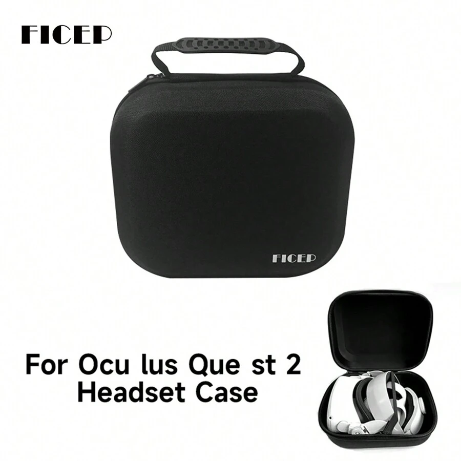 FICEP Oculus Quest 2/Meta Quest 3/Pico 4專用袋，可攜式VR頭戴顯示器收納盒，硬質EVA收納盒袋