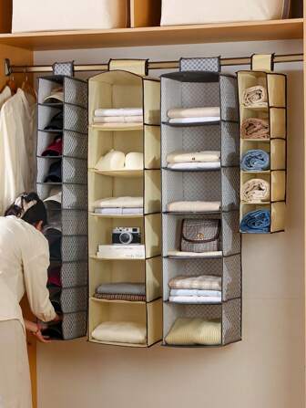 1 件可折叠多层衣物收纳挂袋布艺衣柜内衣收纳袋装饰装饰节日装饰房间装饰家居装饰卧室装饰连衣裙裤子鞋子牛仔裤靴子裙子卧室、收纳袋、收纳袋、家居收纳、女式白色 T 恤、女式黑色裤子、女士冬装、连衣裙、女士冬装、优雅女装、女士白衬衫、长袖、女士白色连体裤、女士春装、女士春装、春季、春装、极简主义、夏季上衣