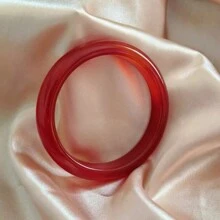 1条天然A级高品质冰玛瑙手链，收藏级珠宝，高端宝石手链，女士手链，疗愈冥想手链，镶嵌光滑绿色宝石，天然石手链，可提升智慧、平衡与宁静，女士礼物 - 紅色 - 查看 3