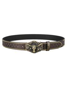 1PC Men's Belt Classic Western Cowboy Fashion Neutral Belt Motorcycle Rider Street Punk Style Men's Western Belt Summer, Schoolcasual, Business, Boyfriend Husband Father Dad Men Gift, Daily Wear, Fashion, Teen, Outdoor, Vacation, Athletic, Travel, Street, Boho, Vintage