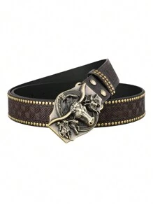 1PC Men's Belt Classic Western Cowboy Fashion Neutral Belt Motorcycle Rider Street Punk Style Men's Western Belt Summer, Schoolcasual, Business, Boyfriend Husband Father Dad Men Gift, Daily Wear, Fashion, Teen, Outdoor, Vacation, Athletic, Travel, Street, Boho, Vintage