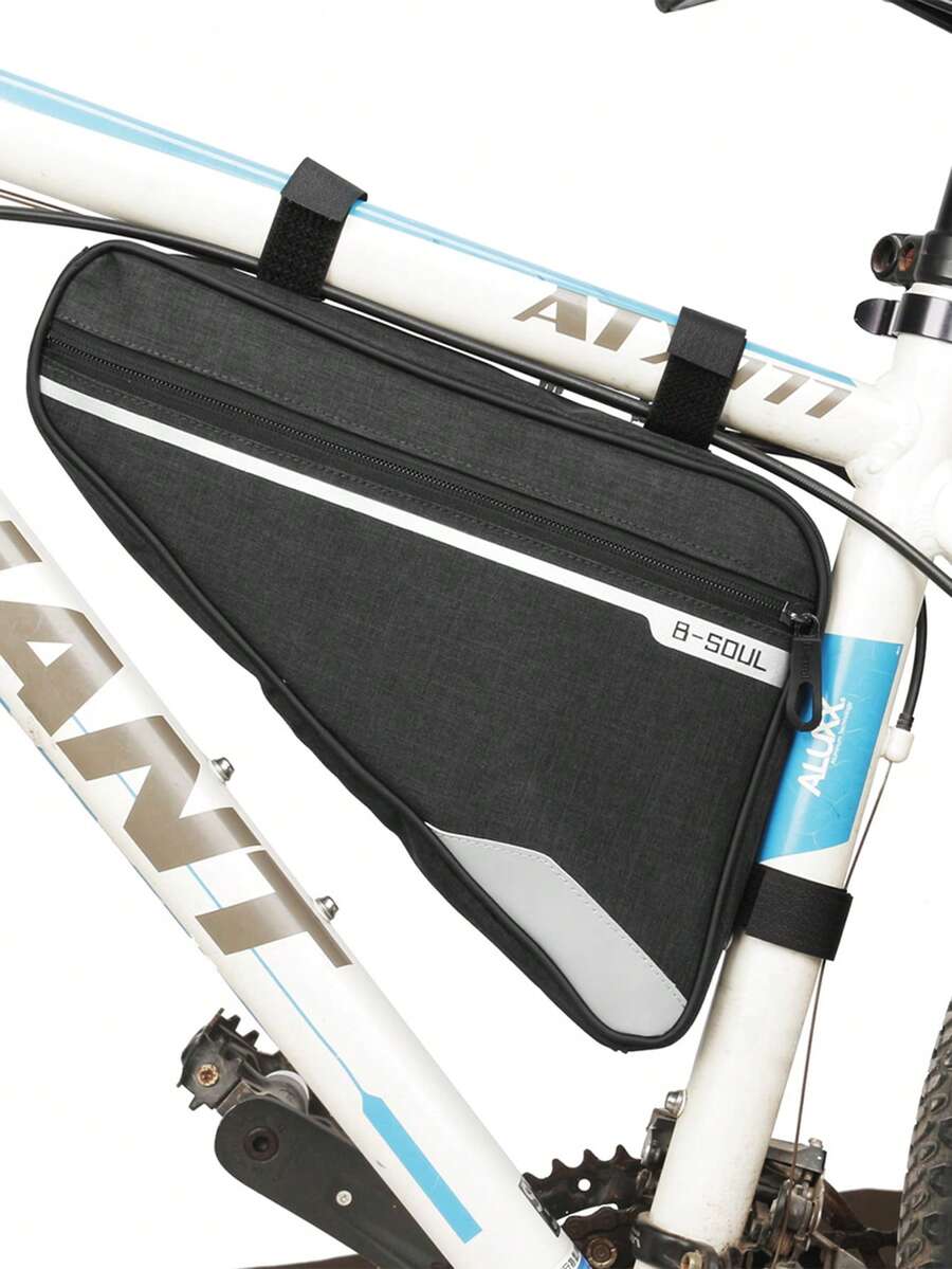 1pc B-SOUL Bike Bag Triangular Beam Bag Tube Saddle Bag Mountain Road Bike Riding Equipment Large Capacity - Black - View 1
