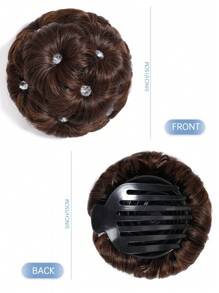 Búi tóc bằng sợi tổng hợp cực ngắn màu nâu nhạt 5 inch cho phụ nữ Bun Messy Bun Phần tóc giả tự nhiên Bun với kim cương giả mặc hàng ngày - màu nâu - Xem 5