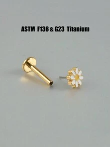 1PC F136 Titanium Alloy Flower Threadless Labret Lip Rings Push In Daisy Flower Ear Cartilage Tragus Helix Earring Lobe Piercing Jewelry For Women Valentines,Mom,Mother,Mother's Day,Gift
