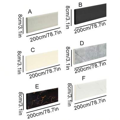自粘橡膠牆腳裝飾線邊框196.85英寸-現代化3D踢腳線壁紙貼紙，光澤表面，可水洗，防水，適用於家居裝飾-不需電力