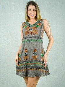 Women Dresses - 灰色 - 查看 2