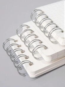Cuaderno de bolsillo mini A7 para estudiante, cuaderno de espiral portátil con tapa plegable simple, bloc de notas - Blanco - Ver 1