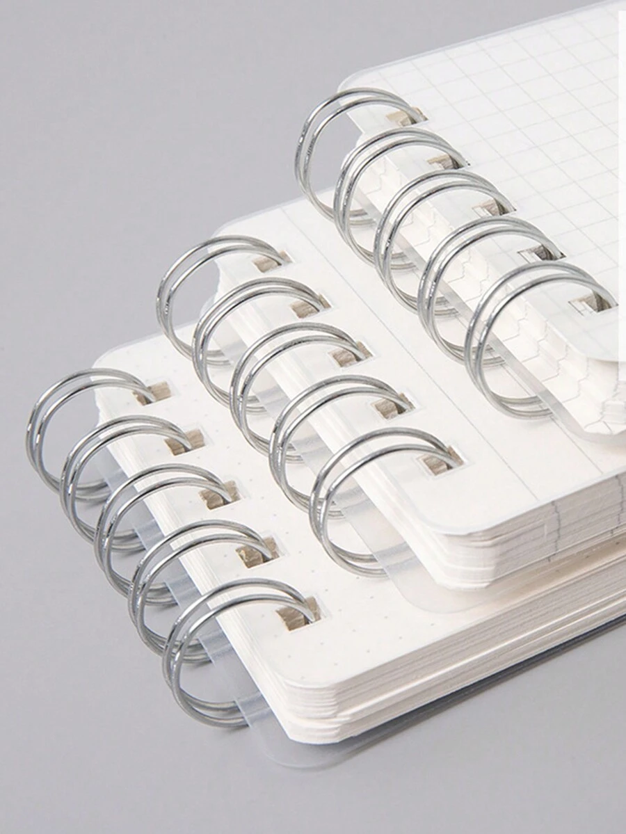 Cuaderno de bolsillo mini A7 para estudiante, cuaderno de espiral portátil con tapa plegable simple, bloc de notas - Blanco - Ver 1