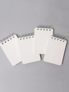 Cuaderno de bolsillo mini A7 para estudiante, cuaderno de espiral portátil con tapa plegable simple, bloc de notas - Blanco - Ver 2
