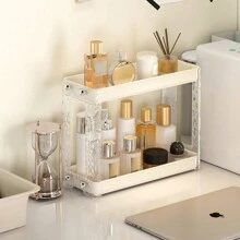 2-Tier Bathroom Countertop Organizer, Cosmetic Storage Rack & Skincare Box, Dressing Table Organizer For Makeup & Perfume, Coffee Station Storage Box - Multicolor - View 4