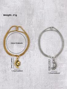 2pcs Men's Stylish Personalized Sun & Moon Bracelet Set