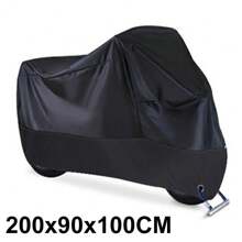 Black 190T Oxford Motorcycle Cover, Outdoor Waterproof, Sunproof, Dustproof, Snowproof, With Lock Hole, Extra Storage Bag, All-Season Use