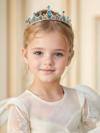 1pc Wedding Crown For Brides Elegant Princess Holiday Crown Costume Headband Hair Accessory With Crystal, The Sparkling Queen's Crown Is Suitable For Girls Cosplay And Children's Holiday Gift