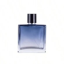 1 pieza Botella de decantación de perfume de vidrio cuadrada y plana de alto nivel con degradado de color de 100 ml y pulverizador, que incluye herramienta de transferencia de perfume - Celeste - Ver 8
