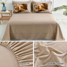 7 Pieces Brown Comforter Set Queen King Size , Rose Pattern Bed In A Bag, Lightweight Soft Microfiber Bedding Sets With Comforter, Flat Sheet, Fitted Sheet, Pillowcases(90"X90",103"X90") - 棕色 - 查看 4