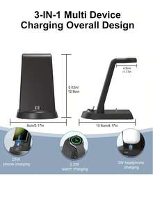 Anirun Fast Wireless Charger, 3 In 1 Wireless Charging Stand Compatible With Samsung Galaxy S24/S23/S22/S21/S20/Note20/10 And Galaxy Watch 6/5 Pro/4/3 - Black - View 6