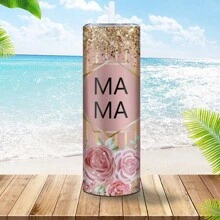 1pc, Custom Photo 20oz Skinny Tumbler, Stainless Steel Water Bottle With Plastic Lid And Straw, Summer Winter Drinkware,Mother's Day Gift