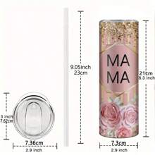 1pc, Custom Photo 20oz Skinny Tumbler, Stainless Steel Water Bottle With Plastic Lid And Straw, Summer Winter Drinkware,Mother's Day Gift