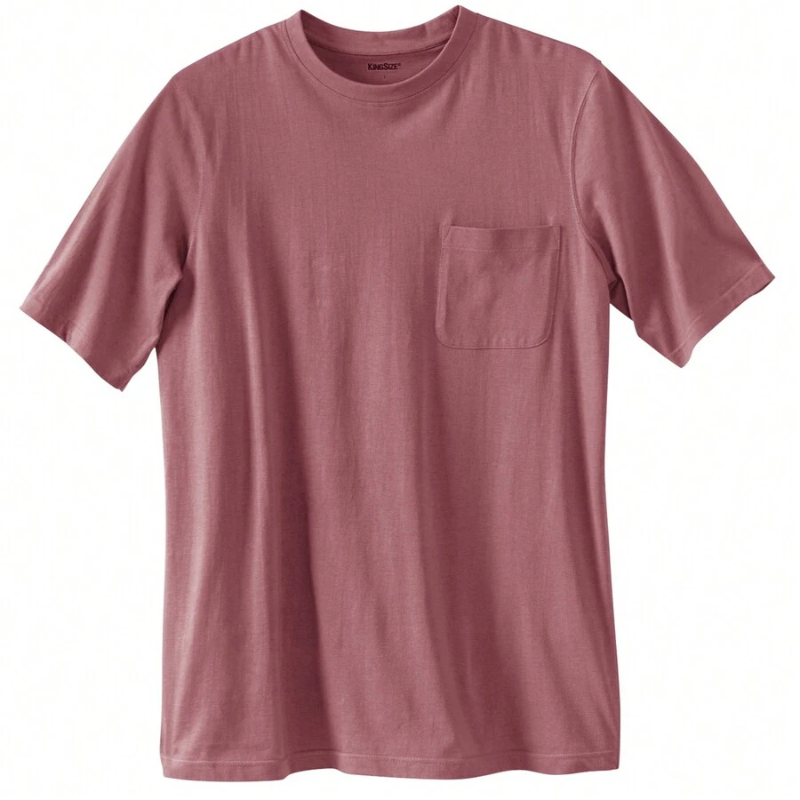 KingSize Men's Big & Tall Shrink-Less Lightweight Pocket Crewneck T-Shirt - ASH PINK - View 1