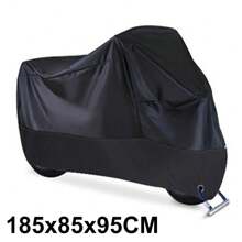 Black 190T Oxford Motorcycle Cover, Outdoor Waterproof, Sunproof, Dustproof, Snowproof, With Lock Hole, Extra Storage Bag, All-Season Use