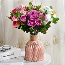 1pc Nordic Style Flower Vase - Ceramic-Like Imitation Flower Pot Container For Modern Flower Arrangement, Home Decoration, Wedding Supplies And Gifts, Plastic Wave Pattern Flower Vase, DIY Flower Pot, Home Living Room Party Decoration Ornament - Multicolor - View 10