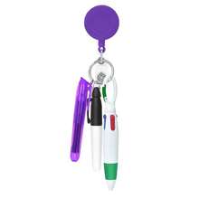 1set Nurse Pen Set Include 1 Piece Tip Highlighter 1 Piece Permanent Marker Pen And 1 Piece Retractable Ball Pen Pack With 1 Piece Nurse Badge Clip Retractable ID Name Reels