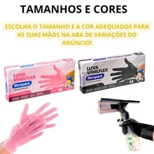 Kit 100 Plastic Gloves VInilflex Black Pink Disposable Size P M G Resistant TPE Powder Free Elastic Resistant Bompack - 黑色 - 查看 5