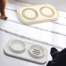 Plato doble para mascotas Normal y Alimentación lenta, Comedero para perros Antiasfixia y alimentación lenta para promover una mejor digestion. - Gris - Ver 4