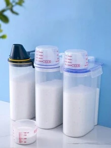 1入家庭洗衣劑收納盒，帶蓋和量杯，大容量洗衣膠囊容器，帶密封蓋和手柄，塑料收納箱，隨機顏色（注意：量杯樣式和刻度可能會不同，隨機發送。此容器不適用於儲存液體。如果介意，請勿下單） - 白色 - 查看 7