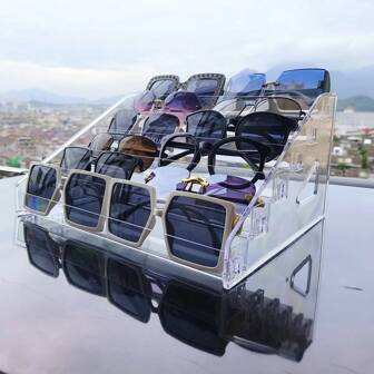 眼镜展示架太阳镜收纳盒透明眼镜架收纳盒太阳镜展示道具，粉色