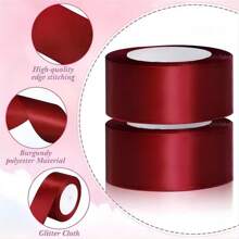 5 Rollos Satinado Decoracion Colores Listón 4cm 114 Metros - Burdeos - Ver 4