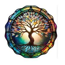 1 pieza Decoración de colgante con árbol pintado de colores para atmosfera festiva en puerta, pared, armario, ventana de casa, decoración del hogar, decoración de habitación, decoración de pared