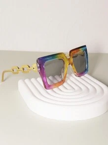 قطعة واحدة إطار معدني مربع ملون سلسلة ساق، إكسسوارات نظارات مناسبة للنساء للاستخدام في عطلة الشاطئ والأعياد والكاجوال، ألوان مميزة لموضة شتاء وخريف المرأة، هدية لأساسيات العطلات الصيفية، الأنشطة الخارجية، السفر