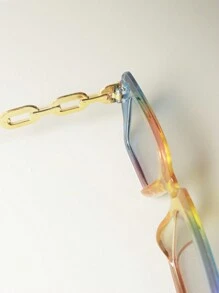 قطعة واحدة إطار معدني مربع ملون سلسلة ساق، إكسسوارات نظارات مناسبة للنساء للاستخدام في عطلة الشاطئ والأعياد والكاجوال، ألوان مميزة لموضة شتاء وخريف المرأة، هدية لأساسيات العطلات الصيفية، الأنشطة الخارجية، السفر