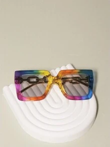 قطعة واحدة إطار معدني مربع ملون سلسلة ساق، إكسسوارات نظارات مناسبة للنساء للاستخدام في عطلة الشاطئ والأعياد والكاجوال، ألوان مميزة لموضة شتاء وخريف المرأة، هدية لأساسيات العطلات الصيفية، الأنشطة الخارجية، السفر