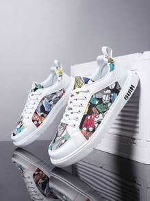 Men's Cartoon Printed Casual Sports Running Shoes - Multicolor - View 1