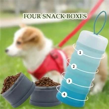 攜帶式狗狗食物儲存容器-耐用PP材料，橢圓形寵物飼料運輸盒，未充電便於旅行的方便寵物餵食盒 - 彩色 - 查看 1