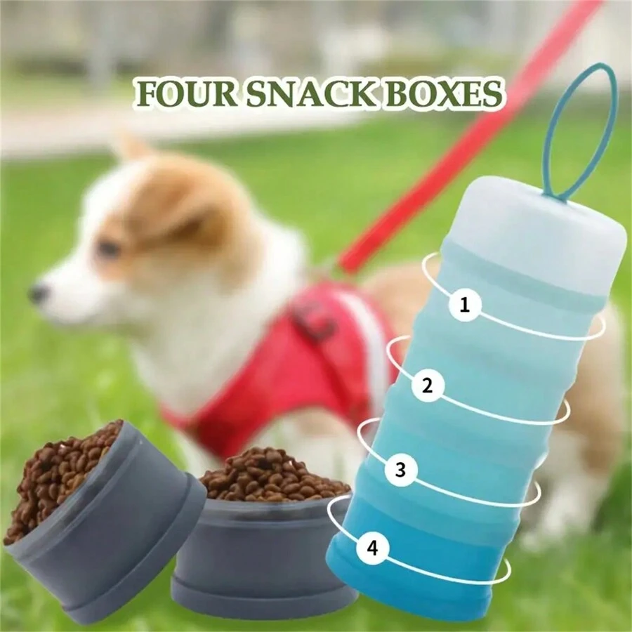 攜帶式狗狗食物儲存容器-耐用PP材料，橢圓形寵物飼料運輸盒，未充電便於旅行的方便寵物餵食盒 - 彩色 - 查看 1