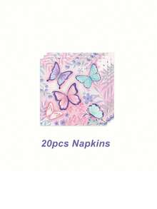 Bộ 50 Bộ Đồ Ăn Dùng Một Lần Theo Chủ Đề Bướm Hồng (Đĩa Giấy, Dao Kéo, Thìa) Cho Tiệc Sinh Nhật, Thiết Kế Mới - bướm hồng - Xem 6