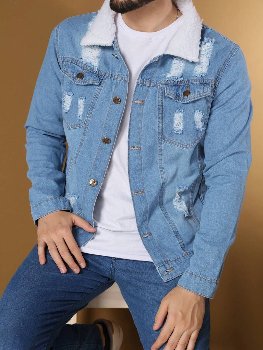 Men Denim Jackets - Rửa trung bình - Xem 1