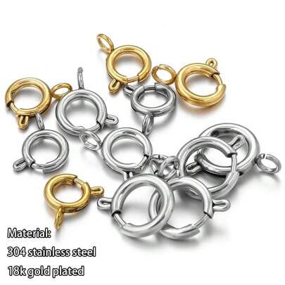 10pcs/Lot 304 Stainless Steel Round Claw Spring Clasp For Bracelet Necklace Connector DIY Jewelry Accessories Clasp