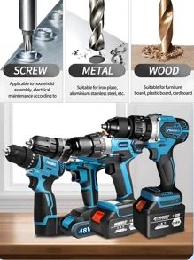 A Handle Electric Drill Hammer Drill Pistol To Domestic Industrial Brushless Lithium Battery Charging Punch Tool Electric Screwdriver