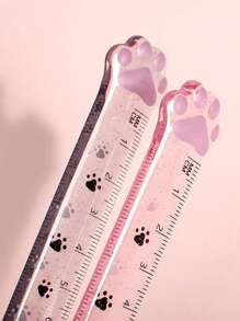 1只透明貓爪形尺,創意文具,適用於學校、辦公室和學生