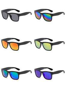 1pc New Spring/Summer Children's Black Frame Multi-Color Lens Fashion Glasses, Suitable For Outdoor Use - Multicolor - View 2
