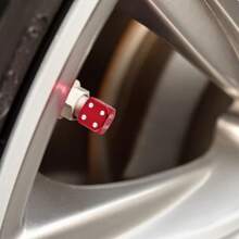 4 pièces Caps de valve en aluminium de style dé à coudre (rouge), ajustement universel, protection contre la poussière et accessoire de roue élégant pour voitures et motos
