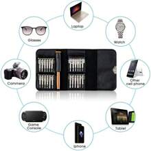 25 piezas de bits de precisión pequeños surtidos de estrella Torx y hexagonales en un conjunto de herramientas de reparación de destornilladores para PC, portátil, tableta, iPad, reloj y llaves de coche. - Negro - Ver 6