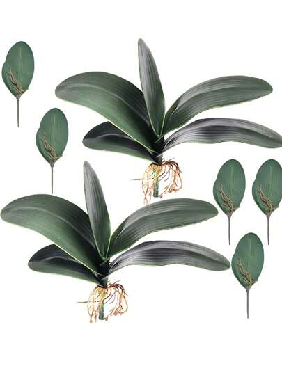 2Pcs Simulated Utterfly Orchid Potted Plant Leaf Accessories Green Plants Small Potted Plants Silk Mesh Flower Arrangements Clear Texture Realistic Touch Wedding Home Decoration