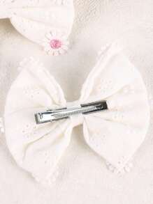 2 chiếc kẹp tóc nơ cho bé gái, kẹp tóc hình hoa cúc nhỏ xinh, phụ kiện tóc cho trẻ em - Hồng - Xem 3